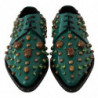 Scarpe broque in pelle verde con cristalli - EU41/US10.5