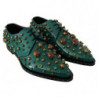 Scarpe broque in pelle verde con cristalli - EU41/US10.5
