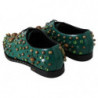 Scarpe broque in pelle verde con cristalli - EU41/US10.5