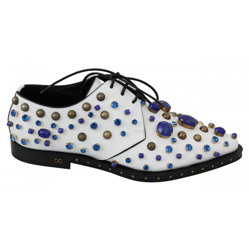 Scarpe broque in pelle bianca con cristalli - EU39/US8.5
