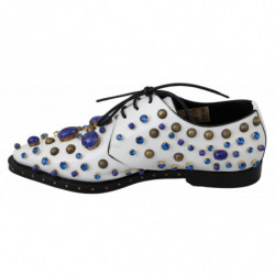 Scarpe broque in pelle bianca con cristalli - EU39/US8.5