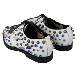 Scarpe broque in pelle bianca con cristalli - EU39/US8.5