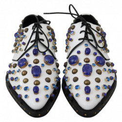 Scarpe broque in pelle bianca con cristalli - EU39/US8.5