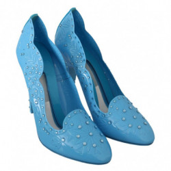 Scarpe con tacco Cenerentola floreali in cristallo blu - EU39/US8.5