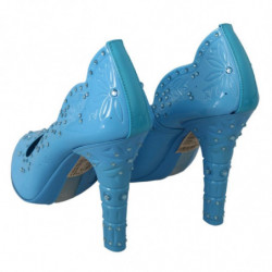 Scarpe con tacco Cenerentola floreali in cristallo blu - EU39/US8.5