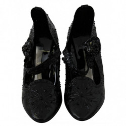 Scarpe con tacco CENERENTELLA in cristallo floreale nero - EU39/US8.5