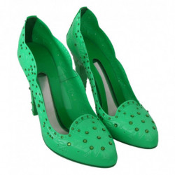 Scarpe con tacco CINDERELLA floreali in cristallo verde - EU39/US8.5