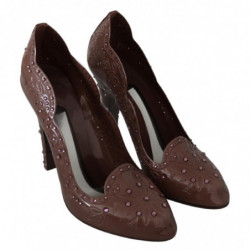 Scarpe CINDERELLA con tacco in cristallo floreale marrone - EU39/US8.5