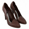 Scarpe CINDERELLA con tacco in cristallo floreale marrone - EU39/US8.5