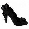 Scarpe con tacco CENERENTELLA in cristallo floreale nero - EU39/US8.5