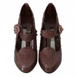 Scarpe con tacco CINDERELLA in cristallo floreale marrone - EU40/US9.5
