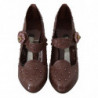 Scarpe con tacco CINDERELLA in cristallo floreale marrone - EU40/US9.5
