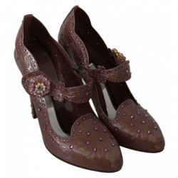 Scarpe con tacco CINDERELLA in cristallo floreale marrone - EU40/US9.5