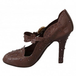 Scarpe con tacco CINDERELLA in cristallo floreale marrone - EU40/US9.5