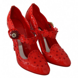 Scarpe con tacco CINDERELLA in cristallo floreale rosso - EU40/US9.5
