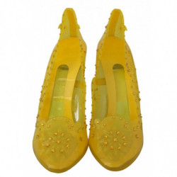 Scarpe con tacco CINDERELLA in cristallo floreale giallo - EU39/US8.5