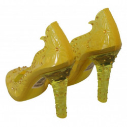Scarpe con tacco CINDERELLA in cristallo floreale giallo - EU39/US8.5
