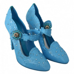 Scarpe con tacco CENERENTOLA in cristallo floreale blu - EU40/US9.5