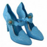 Scarpe con tacco CENERENTOLA in cristallo floreale blu - EU40/US9.5