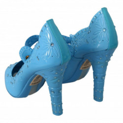 Scarpe con tacco CENERENTOLA in cristallo floreale blu - EU40/US9.5