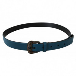 Cintura fibbia barocca cristallo ambrato pelle blu - 90 CM / 36 INCHES