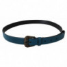 Cintura fibbia barocca cristallo ambrato pelle blu - 90 CM / 36 INCHES
