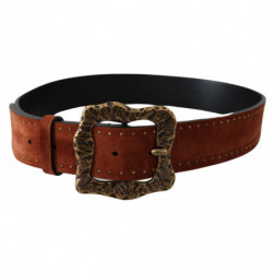 Cintura barocca borchiata pelle scamosciata marrone - 90 CM / 36 IN