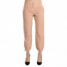 Pantaloni pantaloni corti in cotone beige a vita media - IT42-M