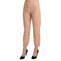 Pantaloni pantaloni corti in cotone beige a vita media - IT42-M