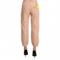 Pantaloni pantaloni corti in cotone beige a vita media - IT42-M