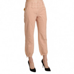 Pantaloni pantaloni corti in cotone beige a vita media - IT42-M