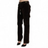 Pantaloni cargo dritti in cotone marrone a vita alta - IT42-M