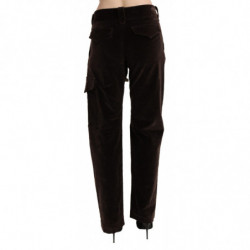 Pantaloni cargo dritti in cotone marrone a vita alta - IT42-M