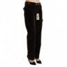 Pantaloni cargo dritti in cotone marrone a vita alta - IT42-M
