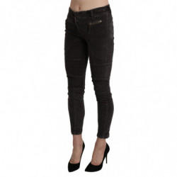Pantaloni cropped in cotone capri di velluto marrone - IT42-M