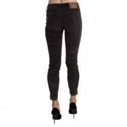 Pantaloni cropped in cotone capri di velluto marrone - IT42-M