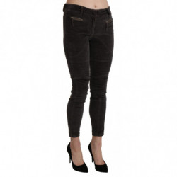 Pantaloni cropped in cotone capri di velluto marrone - IT42-M