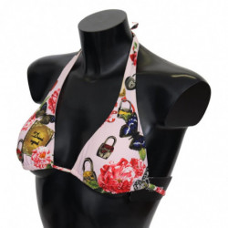 Top bikini con lucchetto a farfalla floreale multicolore - IT1 - XS