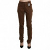 Pantaloni skinny in cotone a vita alta marroni - IT44-L