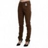 Pantaloni skinny in cotone a vita alta marroni - IT44-L