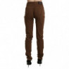 Pantaloni skinny in cotone a vita alta marroni - IT44-L