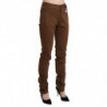 Pantaloni skinny in cotone a vita alta marroni - IT44-L