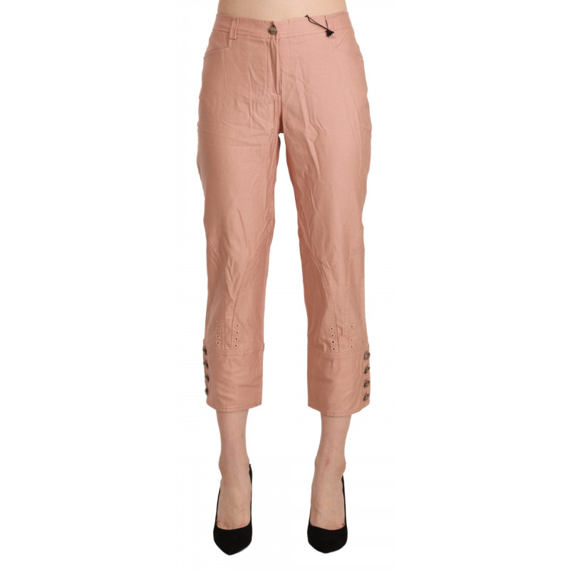 Pantaloni corti a vita alta in cotone rosa - IT46-XL