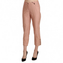 Pantaloni corti a vita alta in cotone rosa - IT46-XL