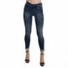Jeans skinny in cotone corto a vita alta lavati blu - W28