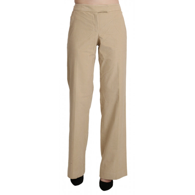Pantaloni beige a gamba larga svasati a vita alta - IT46-XL