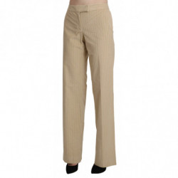 Pantaloni beige a gamba larga svasati a vita alta - IT46-XL