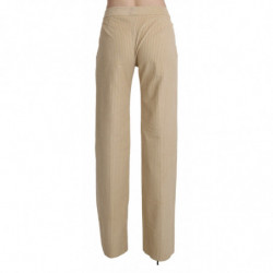 Pantaloni beige a gamba larga svasati a vita alta - IT46-XL