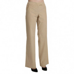 Pantaloni beige a gamba larga svasati a vita alta - IT46-XL