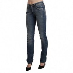 Jeans skinny in denim blu a vita media lavati - W26